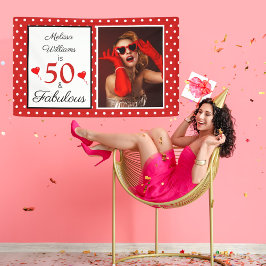 Lona 50 y nombre fabuloso foto rojo 50 cumpleaños WH ro