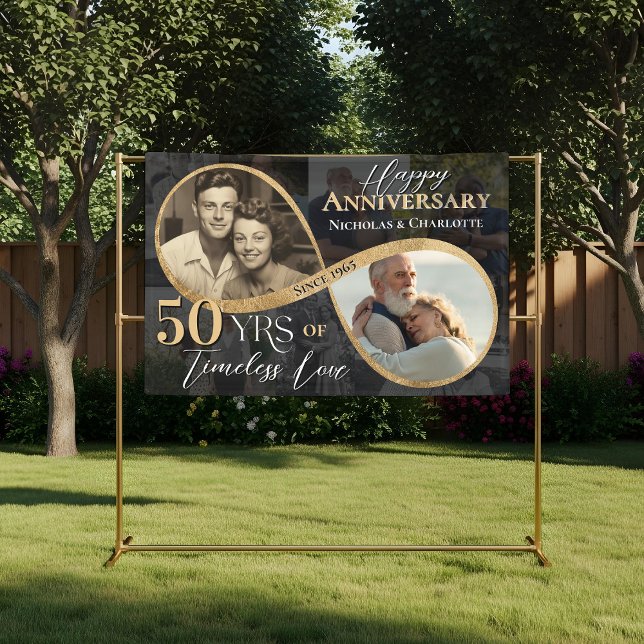 Lona 50th Happy Anniversary Then & Now Gold Infinity (50th Happy Anniversary Then & Now Gold Infinity Banner)