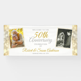 Lona 50th Wedding Anniversary Gold Bokeh Photo Welcome