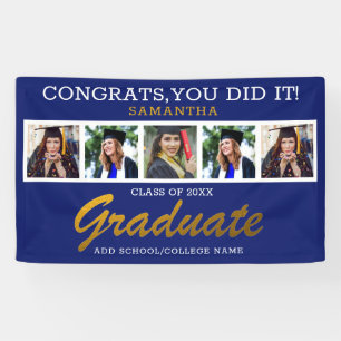 Lona 5 Congrats Grad 2021 Graduación Azul