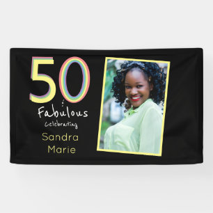 Lona 5O y fabulosa Moda de arcoiris amarilla negra Cump