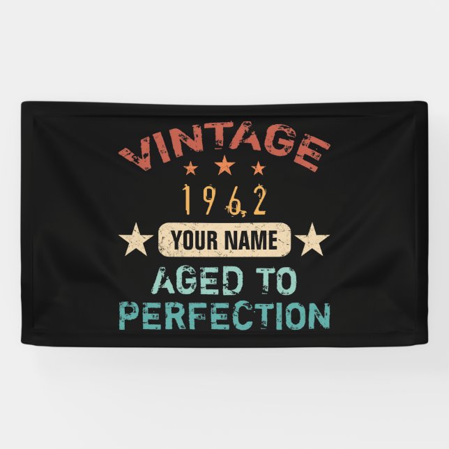 Lona 60.ª Fiesta de Cumpleaños 1962 Añadir tu nombre (Horizontal)