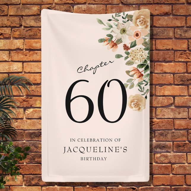 Lona 60.ª Vintage Floral (Our elegant 60th Birthday vintage floral banner from Zazzle can transform your party's atmosphere.)