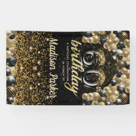 Lona 60.º cumpleaños de oro negro personalizado