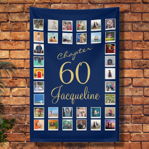 Lona 60.º cumpleaños Oro Azul