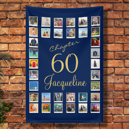Lona 60.º cumpleaños Oro Azul