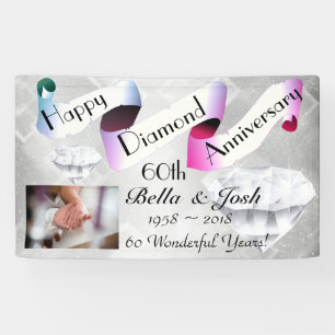 Lona 60.o aniversario de boda feliz personalizado