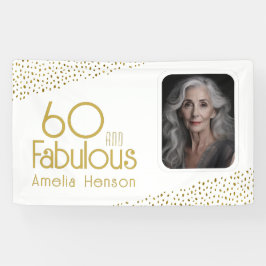 Lona 60 y Fabuloso Brillo Dorado Foto Cumpleaños 60