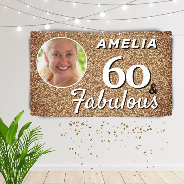 Lona 60 y Fabulous Gold Purpurina 60th Birthday Photo (Subido por el creador)