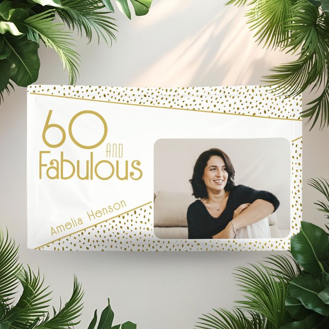 Lona 60 y Fabulous Gold Purpurina Photo 60th Birthday (Subido por el creador)