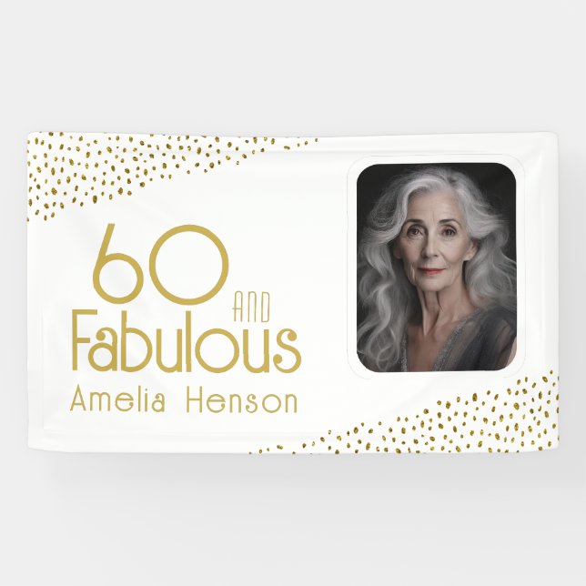Lona 60 y Fabulous Gold Purpurina Photo 60th Birthday (Horizontal)