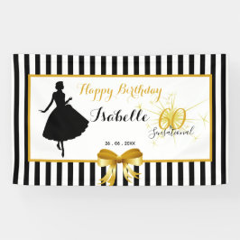 Lona 60 y horizontal negro/blanco del cumpleaños