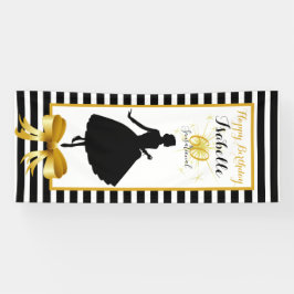 Lona 60 y rayas negras/blancas del cumpleaños