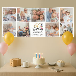 Lona 60th Birthday Photo Collage Gold Script Typography