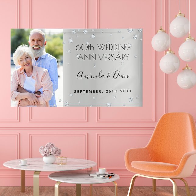 Lona 60th diamond wedding anniversary custom photo (Subido por el creador)
