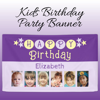 Lona 6 photos happy birthday name kids purple party