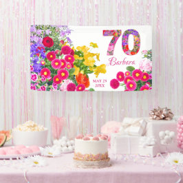 Lona 70.ª fiesta de cumpleaños banner floral moderno