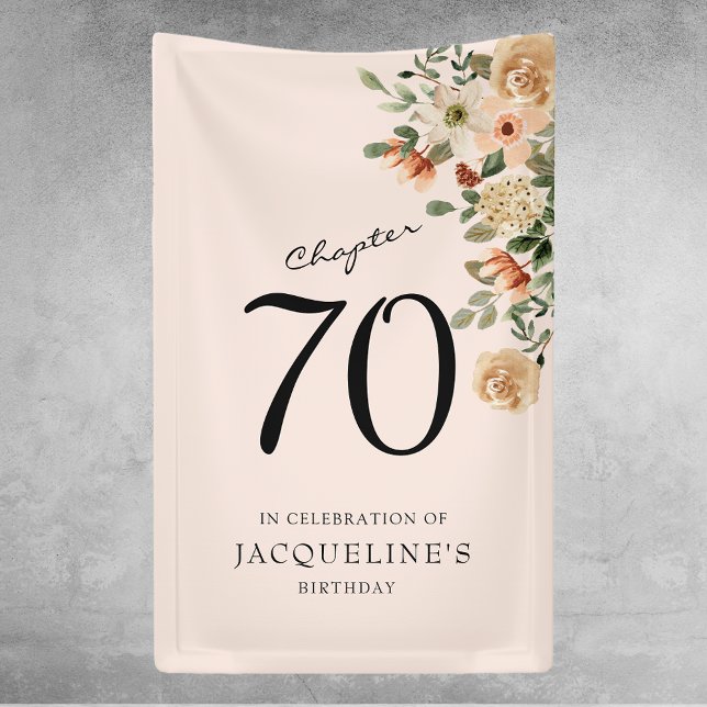 Lona 70.ª Vintage Floral (70th Birthday floral Banner)