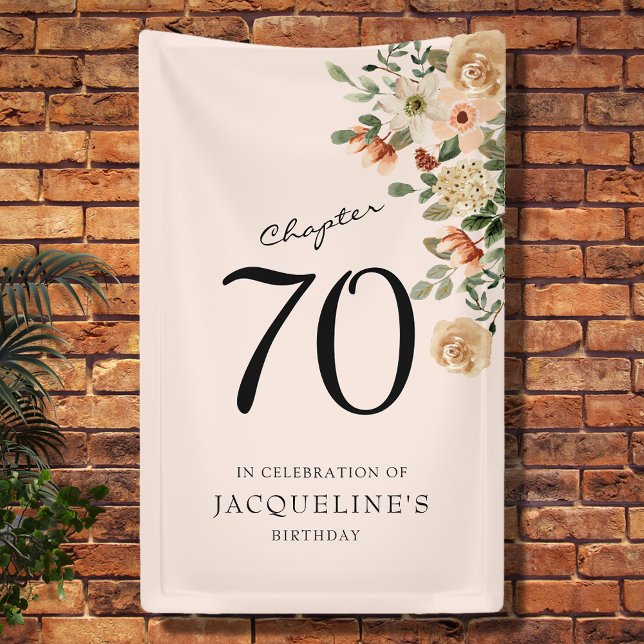 Lona 70.ª Vintage Floral (70th birthday party banner for that big 7-0 event. Easily customised to suit you.)
