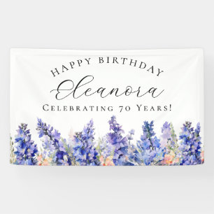 Lona 70.º cartel de cumpleaños feliz Flor azul de julio