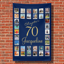 Lona 70.º cumpleaños Oro Azul