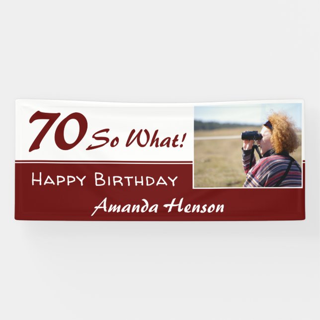 Lona 70 Así que qué Foto divertida de cumpleaños número (Horizontal)
