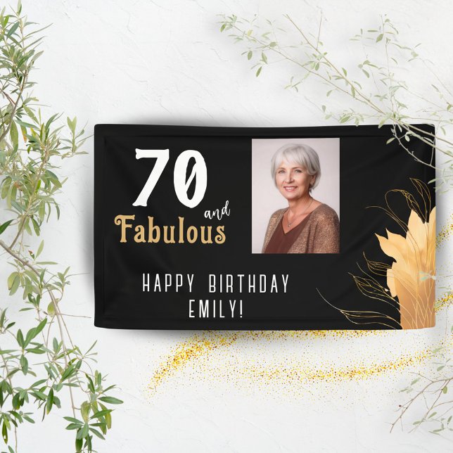 Lona 70 y Fabulous Gold Foliage 70th Birthday Photo (Subido por el creador)