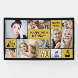 Lona 70th Birthday Custom Photo Collage Black Gold