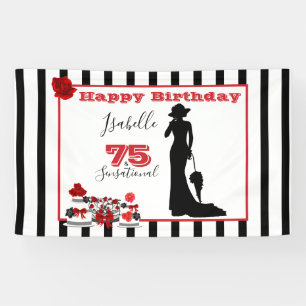 Lona 75 y SENSACIONAL 75th Birthday Banner Stripes