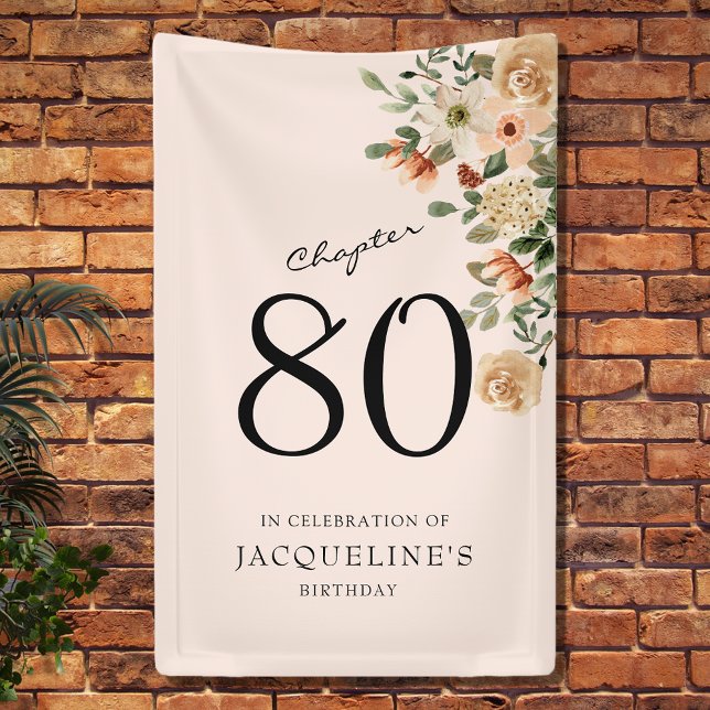 Lona 80.ª Vintage Floral (Our elegant 80th Birthday vintage floral banner from Zazzle. Easily personalized for a unique touch.)
