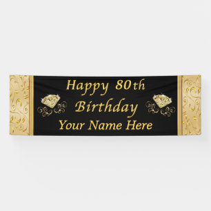 Lona 80.a bandera feliz personalizada del cumpleaños