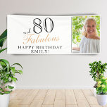 Lona 80 y Fabulous Elegant 80th Birthday Photo<br><div class="desc">80 y Fabulous Elegant 80th Birthday Photo Banner. Gran señal para la fiesta de cumpleaños 80 con una foto personalizado, inspiradora y graciosa cita 80 y fabulosa. Personaliza el cartel con tu foto, tu nombre y la edad, y haz tu propio banner de fiesta de cumpleaños. Es genial para la...</div>