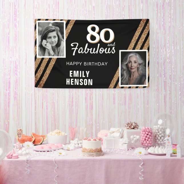 Lona 80 y Fabulous Gold Purpurina 2 Photo 80th Birthday (Fiesta)