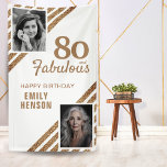 Lona 80 y Fabulous Gold Purpurina 2 Photo 80th Birthday<br><div class="desc">80 y Fabulous Gold Purpurina 2 Photo 80th Birthday Party Backdrop Banner. Banner de cumpleaños de purpurina de oro moderno y elegante para ella. Añade tus fotos - puedes usar una foto antigua y una nueva. Puede cambiar todo el texto.</div>