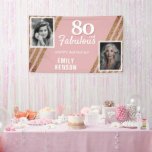 Lona 80 y Fabulous Gold Purpurina 2 Photo 80th Birthday<br><div class="desc">80 y Fabulous Gold Purpurina 2 Photo 80th Birthday Party Backdrop Banner. Banner de cumpleaños de purpurina de oro moderno y elegante para ella. Añade tus fotos - puedes usar una foto antigua y una nueva. Puede cambiar todo el texto.</div>