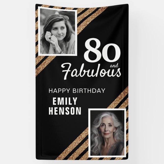 Lona 80 y Fabulous Gold Purpurina 2 Photo 80th Birthday (Vertical)