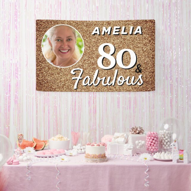 Lona 80 y Fabulous Gold Purpurina 80th Birthday Photo (Fiesta)