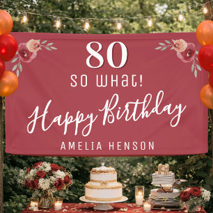 Lona 80 Y qué Acuarela Floral Cumpleaños 80