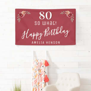 Lona 80 Y qué Acuarela Floral Cumpleaños 80