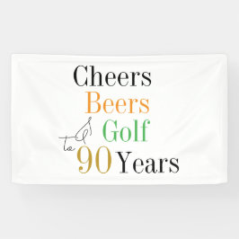 Lona 90.º cumpleaños Cheers Beers Golf Minimal Fiesta