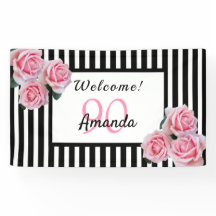 90 años rayas blancas negras florales