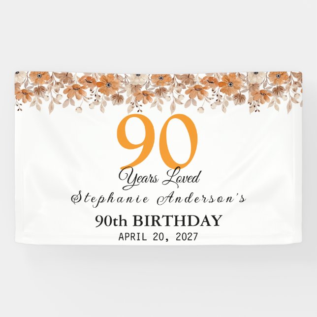 Lona 90 Years Loved Peach Floral 90th (Horizontal)