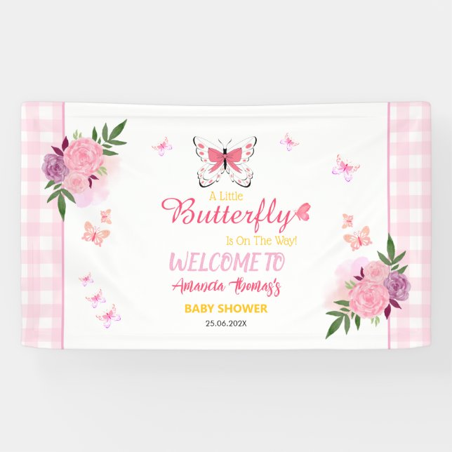 Lona A Little Butterfly Is On The Way Girl Baby Shower  (Horizontal)