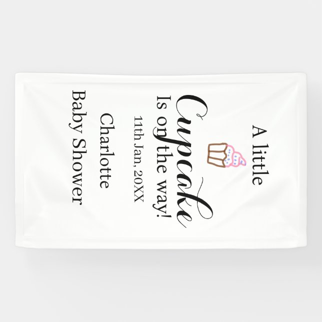 Lona A little cupcake is on its way baby shower name da (Horizontal)