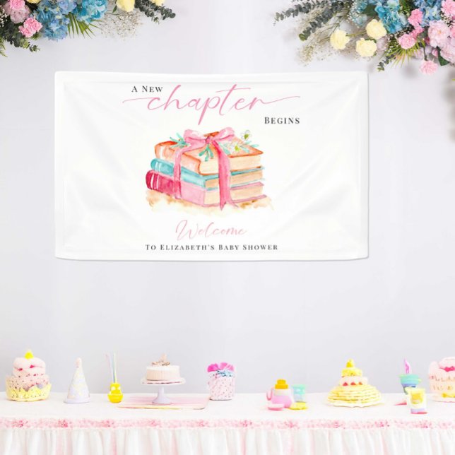 Lona A New Chapter Begins Baby Shower Welcome Books  (Subido por el creador)