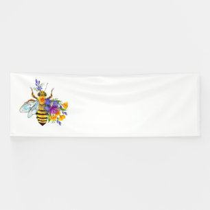 Lona Abeja de flor con plantas silvestres