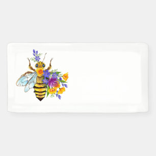 Lona Abeja de flor con plantas silvestres