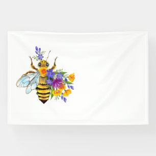 Lona Abeja de flor con plantas silvestres