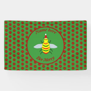 Lona Abeja y flores de Poinsettia personalizadas para N