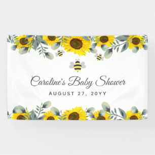 Lona Abejas y girasoles Rótulo Baby Shower Eucalyptus